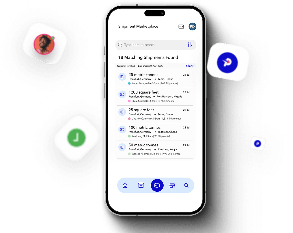 market place mockup with floating logos